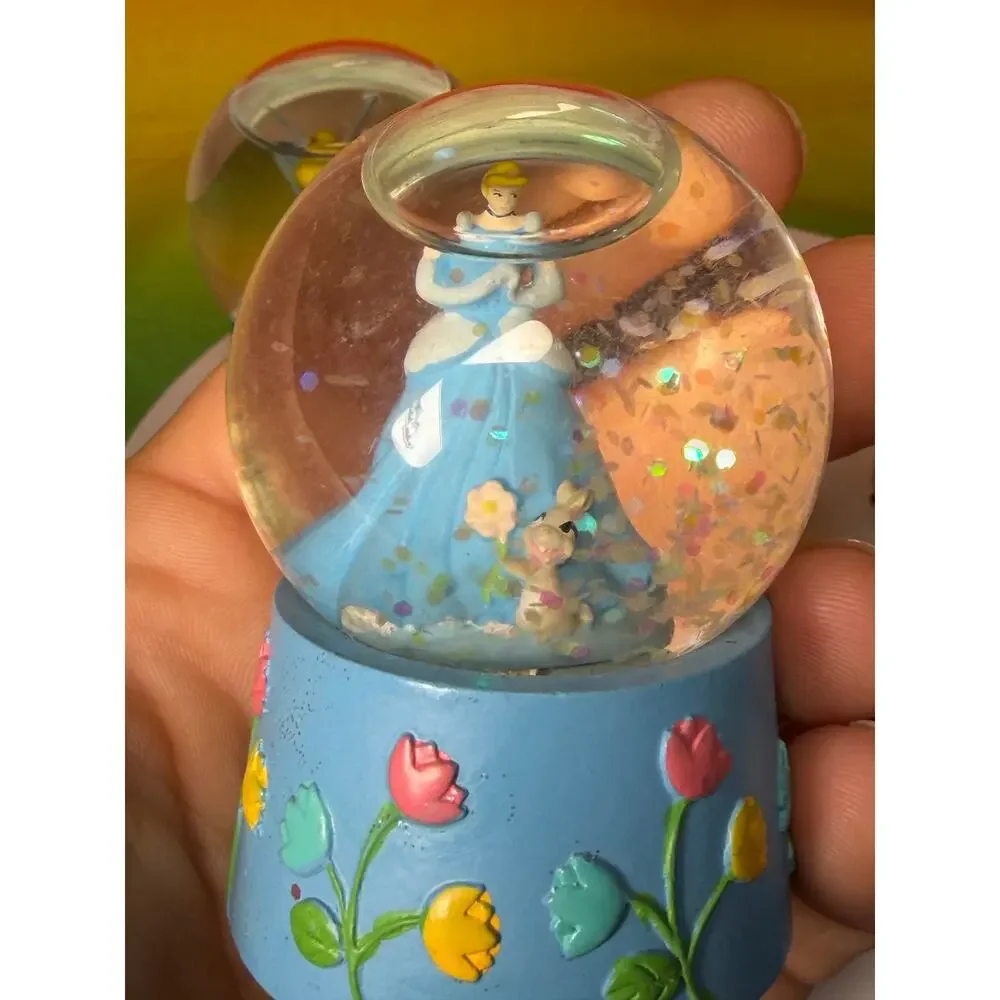 Disney Princess Mini Snow Globe Cinderella Aurora Sleeping Beauty & Tinkerbell
